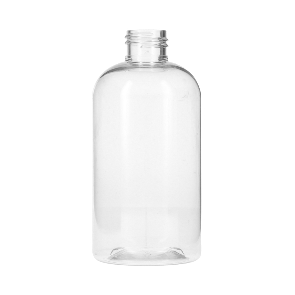 8OZ CLEAR PET BOSTON ROUND PLASTIC BOTTLE - 24-410 NECK INFO