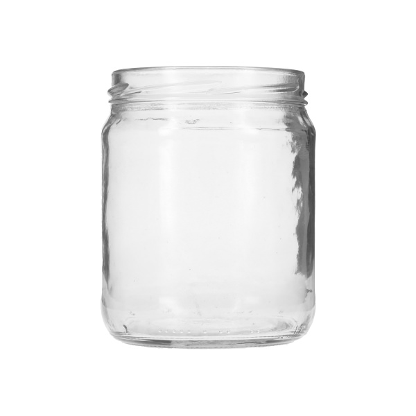 16OZ FLINT GLASS STEEP SHOULDER ROUND JAR - 82-2040 NECK INFO