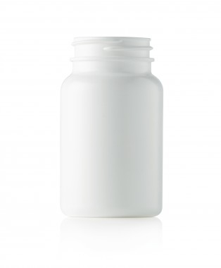 180CC WHITE PACKER ROUND HDPE PLASTIC BOTTLE - 45 400 NECK