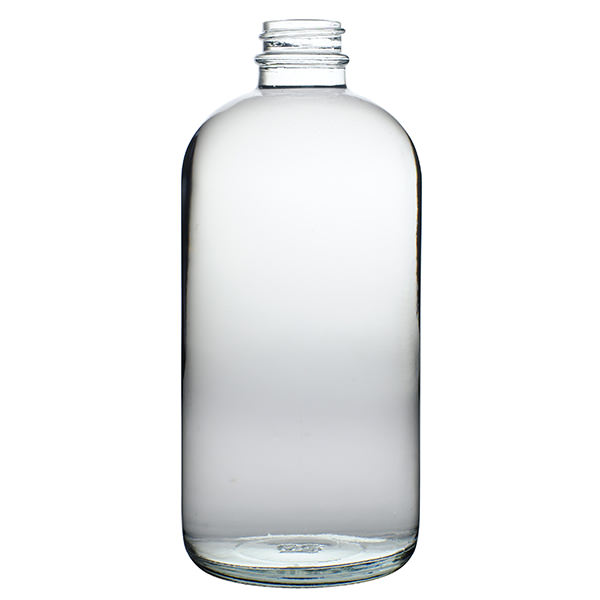 16OZ FLINT BOSTON ROUND GLASS BOTTLE - 28-405 NECK-detail image