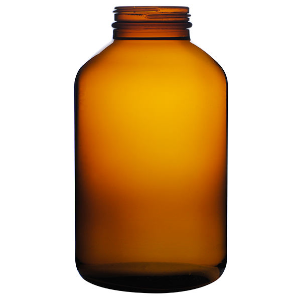 950CC AMBER WIDE MOUTH PACKER ROUND GLASS BOTTLE - 53-405 NECK-detail image