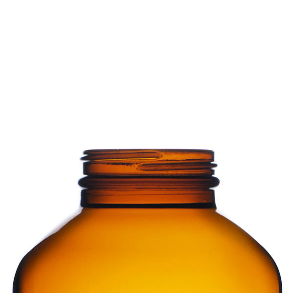 950CC AMBER WIDE MOUTH PACKER ROUND GLASS BOTTLE - 53-405 NECK-detail image