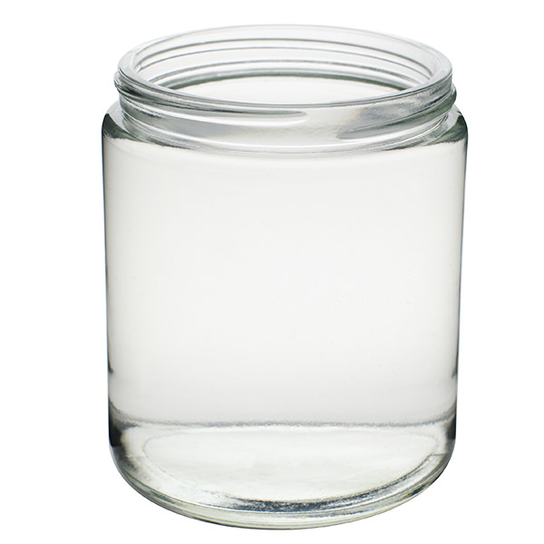 8OZ FLINT STRAIGHT-SIDED ROUND GLASS JAR - 70-405 NECK