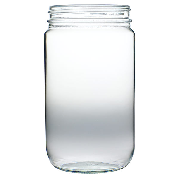 32OZ FLINT STRAIGHT-SIDED ROUND GLASS JAR - 89-405 NECK-detail image