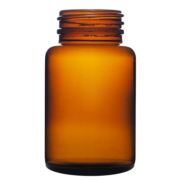 100CC AMBER WIDE MOUTH PACKER ROUND  GLASS BOTTLE - 38-405 NECK-detail image