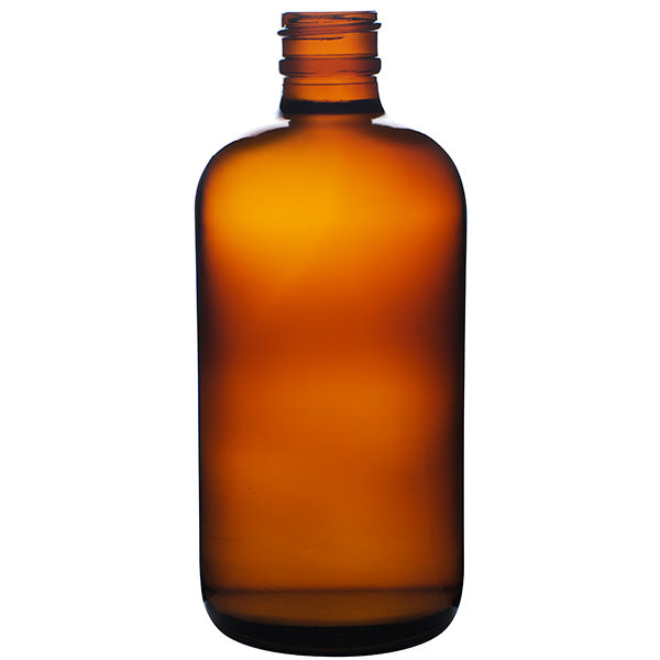 8OZ AMBER BOSTON ROUND GLASS BOTTLE - 24-400 NECK-detail image