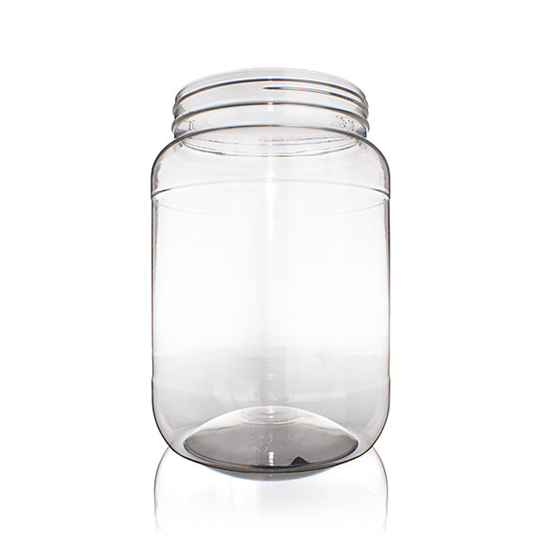 2000ML CLEAR WIDE MOUTH LABEL INDENT ROUND PET PLASTIC JAR - 109MM