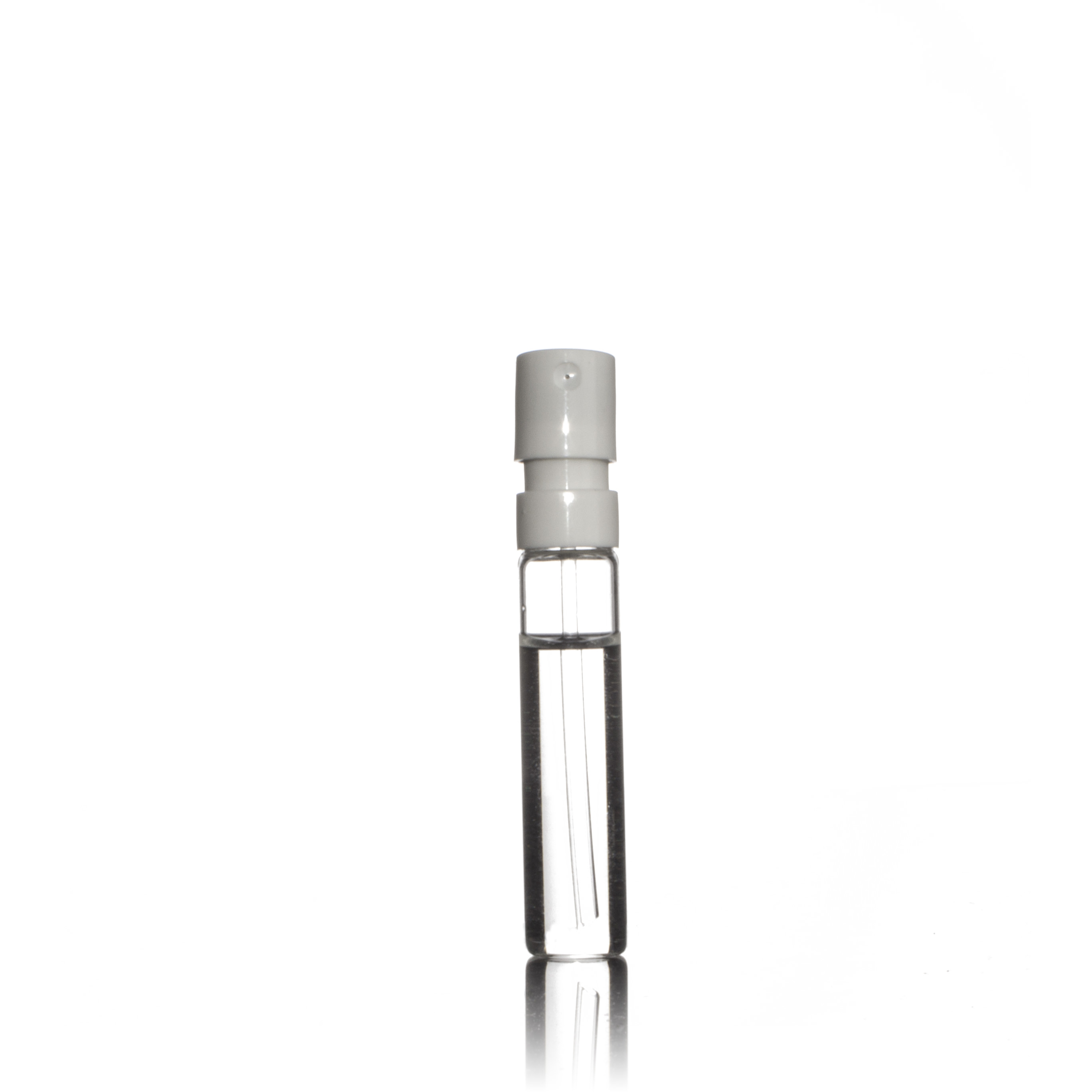 2ML FLINT GLASS EASY SPRAY VIAL WITH PP PLASTIC WHITE SNAP PUMP WITH 35MCL OUTPUT - 8.6MM NECK