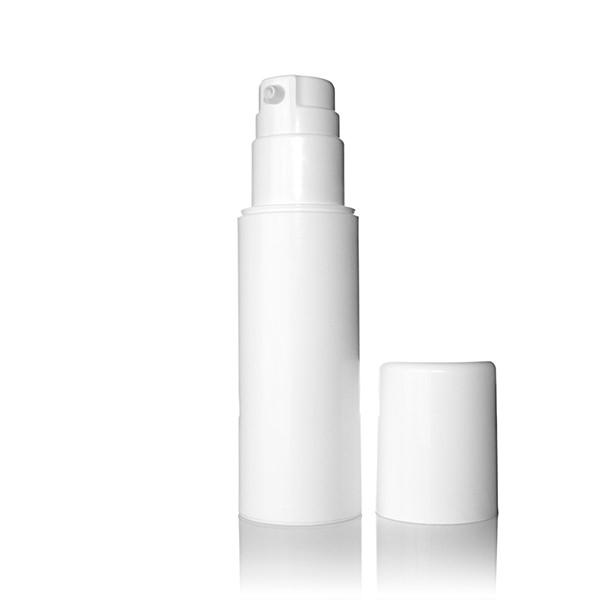 50ML WHITE PP MINI AIRLESS DISPENSER ROUND -  35MM DIAMETER