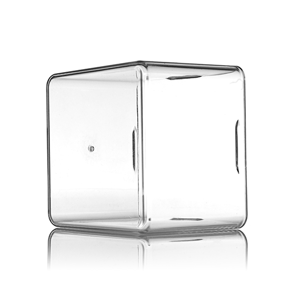 CLEAR SMOOTH SIDE / SMOOTH TOP PET PLASTIC SQUARE OVERCAP