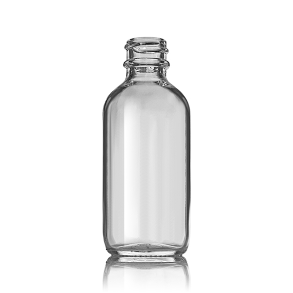 2OZ FLINT BIG BEAD BOSTON ROUND GLASS BOTTLE - 20-400 NECK