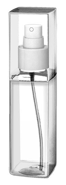 100ML CLEAR TUBO CUADRADO SQUARE PET PLASTIC BOTTLE - 24-410 NECK