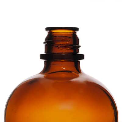 20oz (600cc) Amber Pour-Out Round Glass Bottle - 28-430 Neck