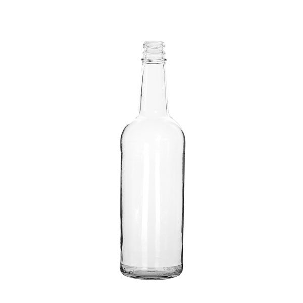 750ML FLINT GLASS ROUND STOCK SPIRITS BOTTLE - 28-350 TE FINISH