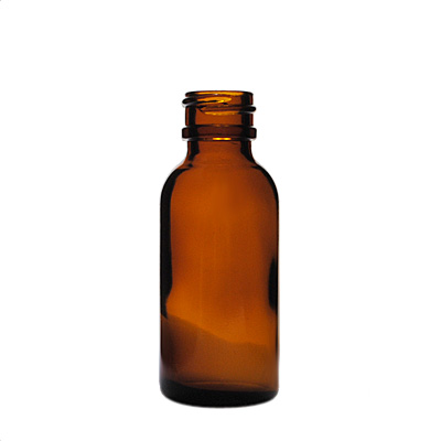 1OZ AMBER BOSTON ROUND GLASS BOTTLE - 20-405 NECK-detail image