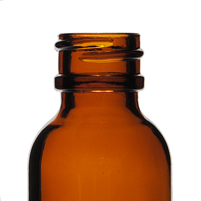 1OZ AMBER BOSTON ROUND GLASS BOTTLE - 20-405 NECK-detail image