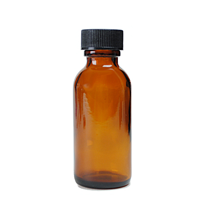 1OZ AMBER BOSTON ROUND GLASS BOTTLE - 20-405 NECK-detail image