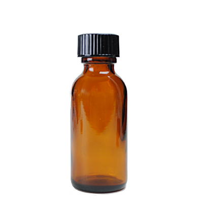 1OZ AMBER BOSTON ROUND GLASS BOTTLE - 20-405 NECK-detail image