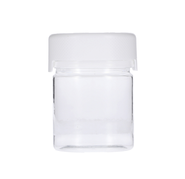 3OZ (90CC) CLEAR PET AVIATOR CR JAR WITH WHITE TAMPER EVIDENT BREAK-OFF BAND CLOSURE-detail image