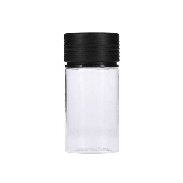 60ML CLEAR PET MINI SPIRAL CR BOTTLE WITH BLACK TAMPER EVIDENT BREAK-OFF BAND CLOSURE-detail image