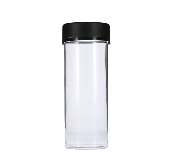 8OZ (240CC) CLEAR PET AVIATOR CR JAR WITH BLACK TAMPER EVIDENT BREAK-OFF BAND CLOSURE-detail image