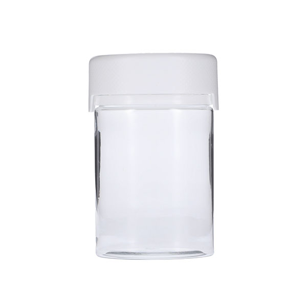 4OZ (120CC) CLEAR PET AVIATOR CR JAR WITH WHITE TAMPER EVIDENT BREAK-OFF BAND