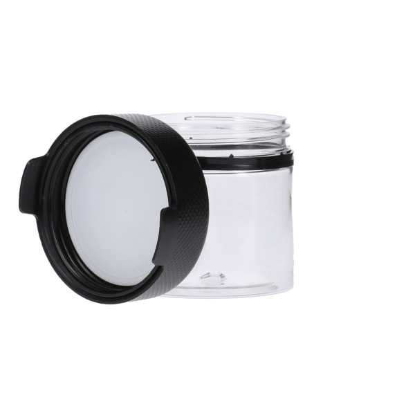 2OZ (60CC) CLEAR PET AVIATOR CR JAR WITH BLACK TAMPER EVIDENT BREAK-OFF BAND CLOSURE-detail image