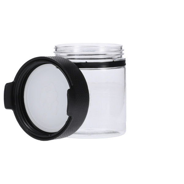 3OZ (90CC) CLEAR PET AVIATOR CR JAR WITH INNER SEAL AND BLACK TAMPER EVIDENT BREAK-OFF BAND CLOSURE-detail image