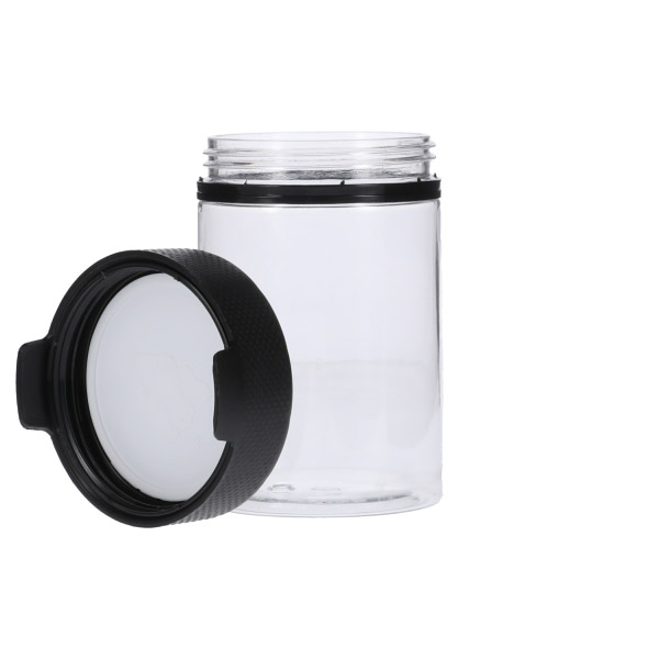 4OZ (120CC) CLEAR PET AVIATOR CR JAR WITH BLACK TAMPER EVIDENT BREAK-OFF BAND-detail image