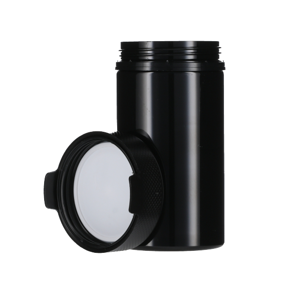 5OZ (150CC) OPAQUE BLACK PET AVIATOR  CR JAR WITH BLACK TAMPER EVIDENT BREAK-OFF BAND CLOSURE-detail image