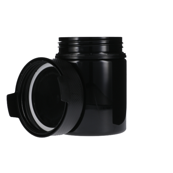 18.5OZ (550CC) OPAQUE BLACK PET AVIATOR CR XL JAR WITH BLACK TAMPER EVIDENT BREAK-OFF BAND CLOSURE-detail image