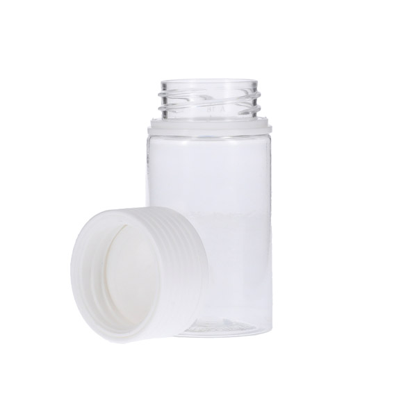 60ML CLEAR PET MINI SPIRAL CR BOTTLE WITH WHITE TAMPER EVIDENT BREAK-OFF BAND CLOSURE-detail image