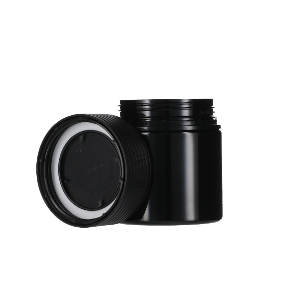 3OZ (90CC) OPAQUE BLACK PET SPIRAL CR JAR WITH BLACK TAMPER EVIDENT BREAK-OFF BAND CLOSURE-detail image