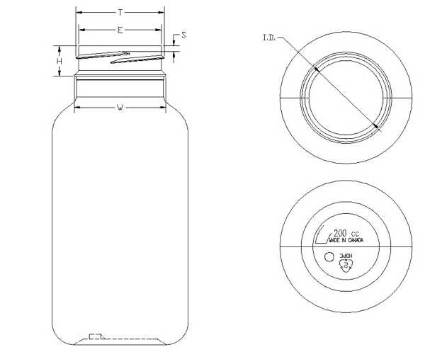 200CC WHITE PHARMA ROUND HDPE WITH 38MM NECK