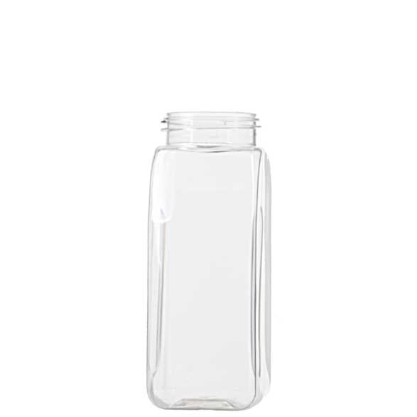 16 oz. CLEAR PET Plastic Oblong Spice Jars w/ 53-485 Finish