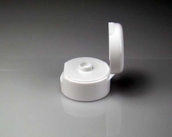 22-400 WHITE SMOOTH TOP SMOOTH SIDE PLASTIC FLIP TOP DISPENSING CAP