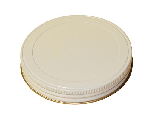 110-400 WHITE THREADS, KNURLS, & CURL TIN-PLATE STEEL TIN-PLATE STEEL CONTINUOUS THREAD (CT) CAP WITH PULPVINYL LINER