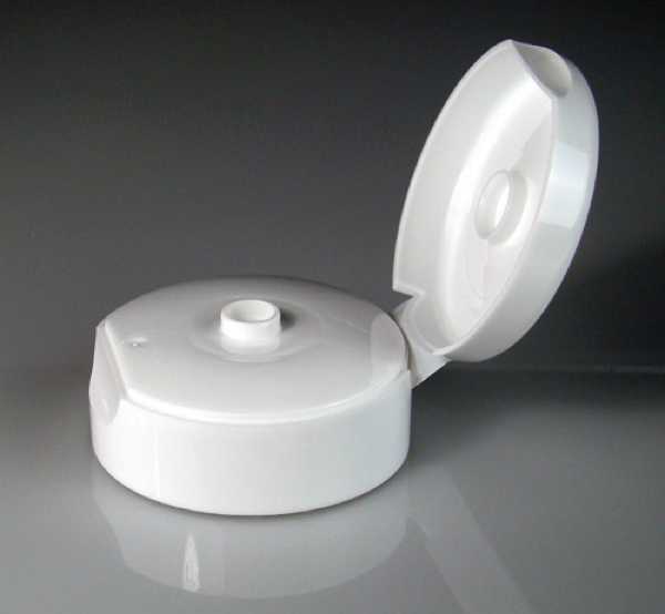 22-400 WHITE SMOOTH TOP SMOOTH SIDE PLASTIC FLIP TOP DISPENSING CAP