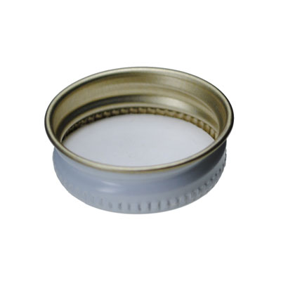 28-400 WHITE THREADS AND KNURLED EDGE METAL SCREW CAP - PULP & POLY LINER-detail image