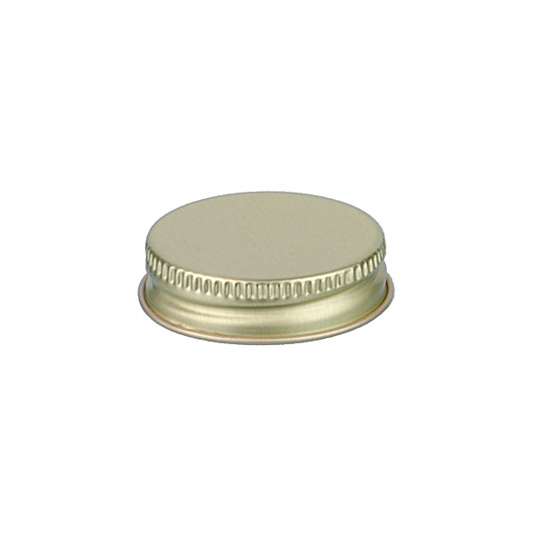 38-400 GOLD THREADS AND KNURLED EDGE TIN PLATE METAL SCREW CAP - PULP AND VINYL LINER