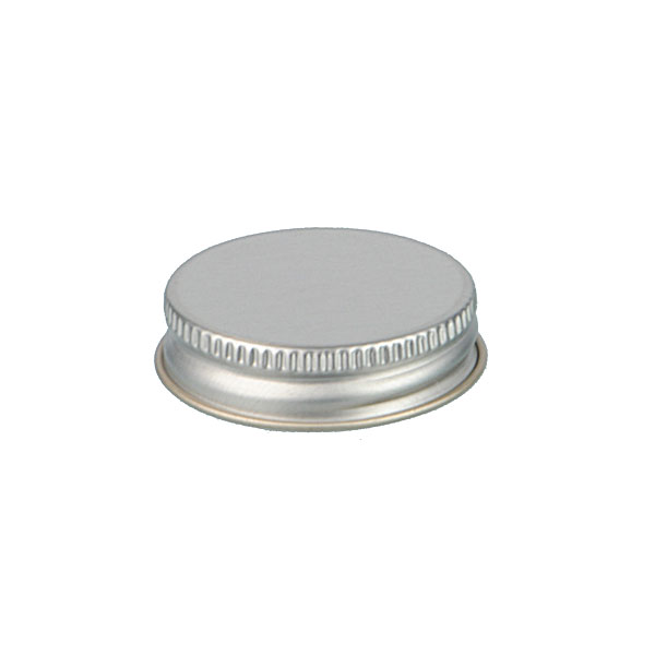 38-400 SILVER THREADS AND KNURLED EDGE TIN PLATE METAL SCREW CAP - PS22 PRINTED "SFYP" LINER