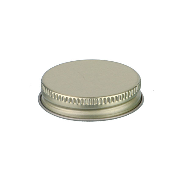 43-400 GOLD THREADS AND KNURLED EDGE TIN PLATE METAL SCREW CAP - HS035 PRINTED "SFYP" LINER