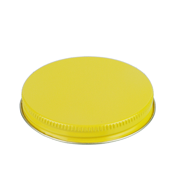 70-400 YELLOW THREADS AND KNURLED EDGE TIN PLATE METAL SCREW CAP - HS035 PRINTED "SFYP" LINER