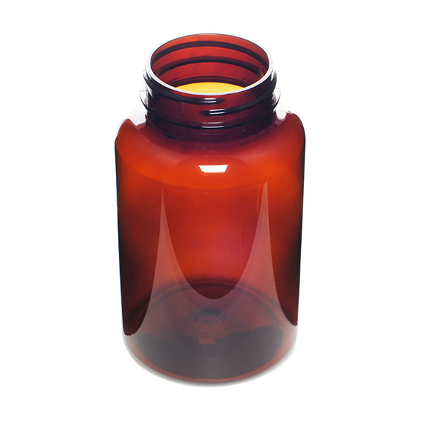 250CC AMBER PET WIDE MOUTH ROUND PLASTIC BOTTLE - 45-400 NECK-detail image