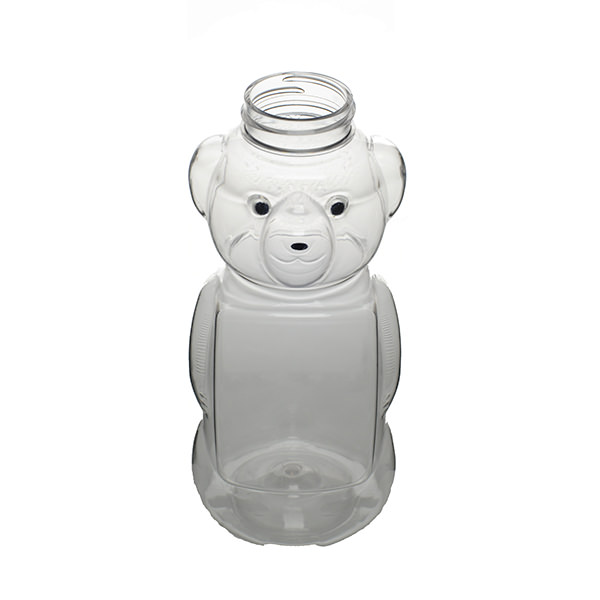 15OZ CLEAR PLASTIC BOTTLE HONEY BEAR 2-PANEL - 38-400 NECK