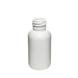 1OZ WHITE BOSTON ROUND HDPE PLASTIC BOTTLE - 20-410