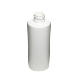 6OZ WHITE SLEEK CYLINDER ROUND HDPE PLASTIC BOTTLE - 24-410