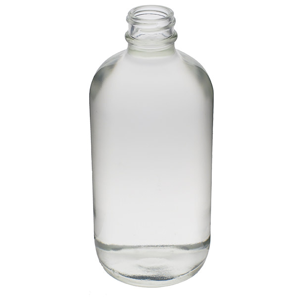 8OZ FLINT BOSTON ROUND GLASS BOTTLE - 24-400 NECK