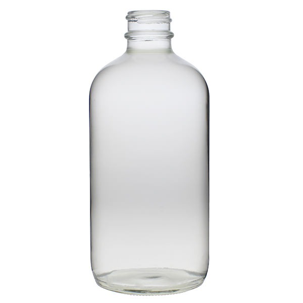 8OZ FLINT BOSTON ROUND GLASS BOTTLE - 24-400 NECK-detail image