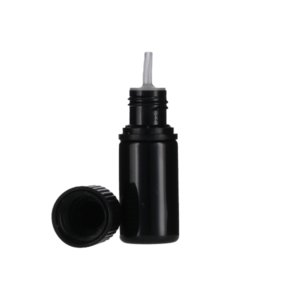 10ML BLACK PET UNICORN BOTTLE WITH BLACK CR TAMPER EVIDENT BREAK-OFF BAND CLOSURE-detail image